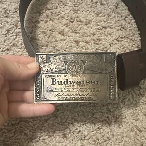 Vintage Budweiser Buckle with brown Leather Carhartt belt